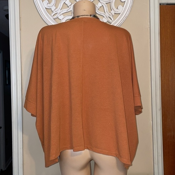 Glam women’s shirt Large blouse tan brown oversized doleman basic short sleeve - Picture 4 of 7